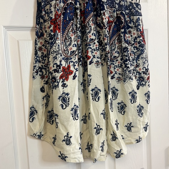 Umgee off white red blue paisley flowy boho tunic sleeveless top oversized S/M - Picture 5 of 8